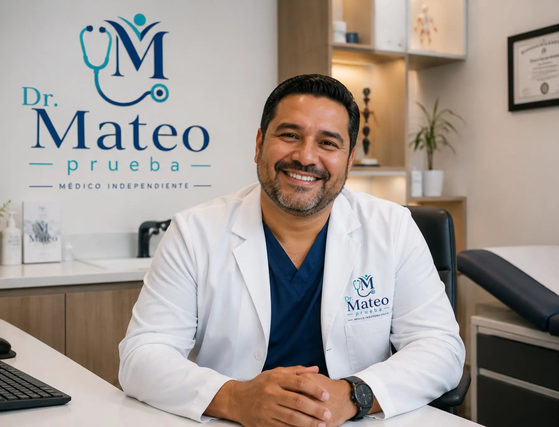 Dr. Mateo en su consultorio