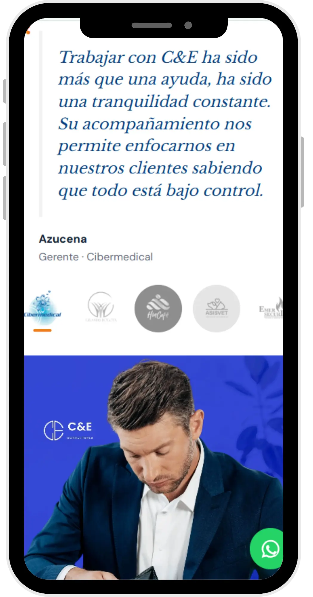 Segunda vista móvil de C&E Consultores