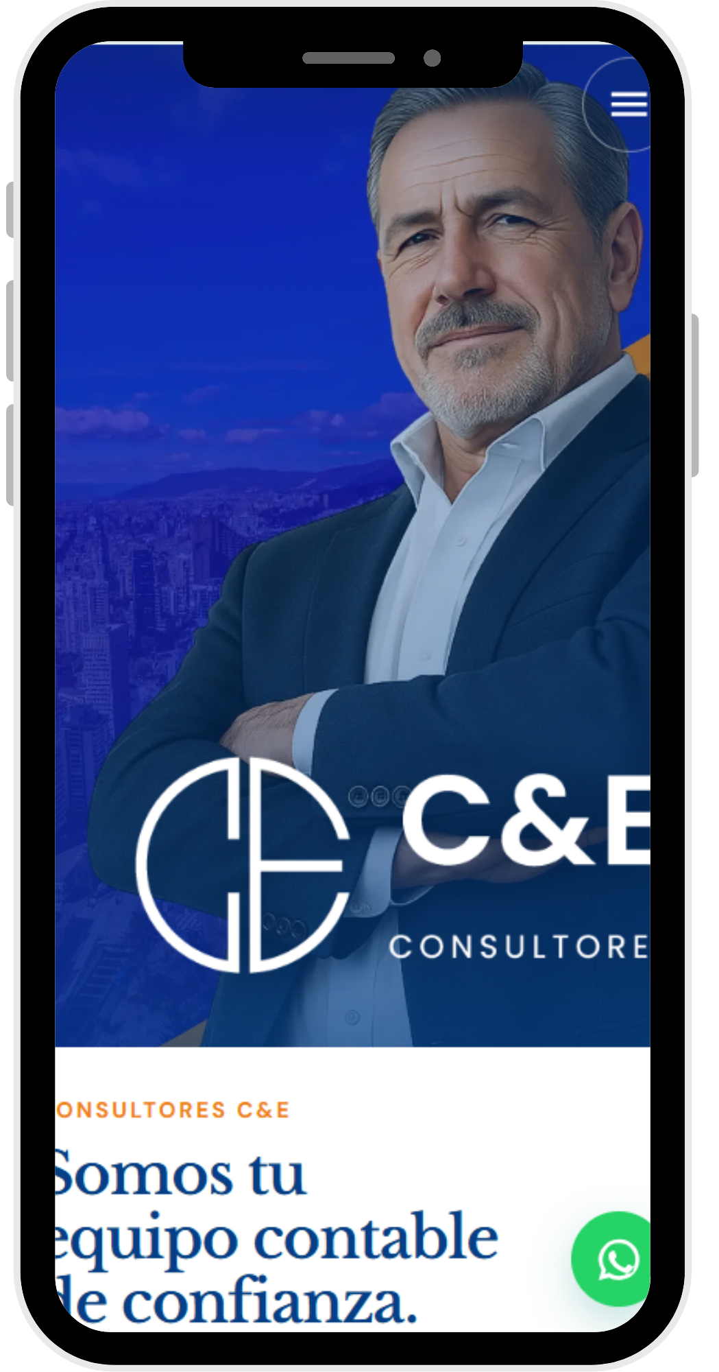 Vista móvil del sitio web de C&E Consultores