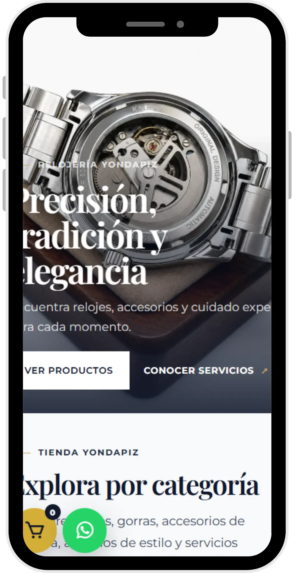 Vista móvil de Relojería Yondapiz